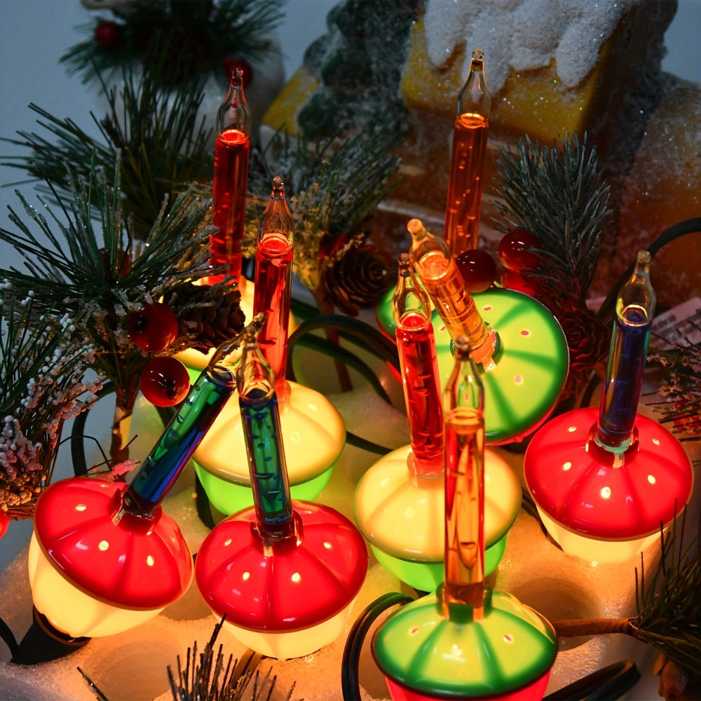 Christmas Bubble Lights 9 Pack Retro Multi Color, 8.8 Inch 5W E12 Base with 10 Bubble Bulbs 1 Spare