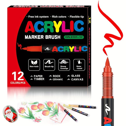 Soft Brush Acrylic Paint Pen Set with Clear Barrels in 12-, 36-, 60-, 80- or 120-Color Checkout Options