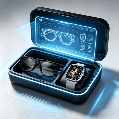 Smart Glasses and Full-Touch Smartwatch Bundle with Multi-Language Photo Translation, Calls and Music