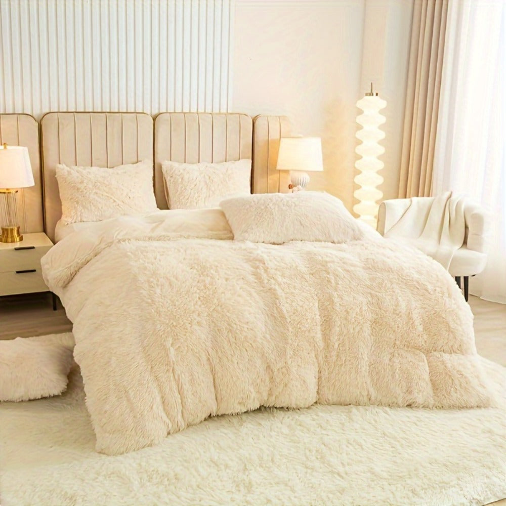 Plush Duvet Cover 100% Polyester Soft Warm Zipper Closure Cozy Bedroom Bedding Twin Full Queen King Solid Tie Dye 14 Colors for Bedroom
