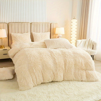 Plush Duvet Cover 100% Polyester Soft Warm Zipper Closure Cozy Bedroom Bedding Twin Full Queen King Solid Tie Dye 14 Colors for Bedroom
