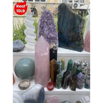 10LB Mixed Crystals Bulk Lot Natural Gemstones Towers Spheres Clusters Rough Stones Healing Crystals Collection Gift Set Decorative