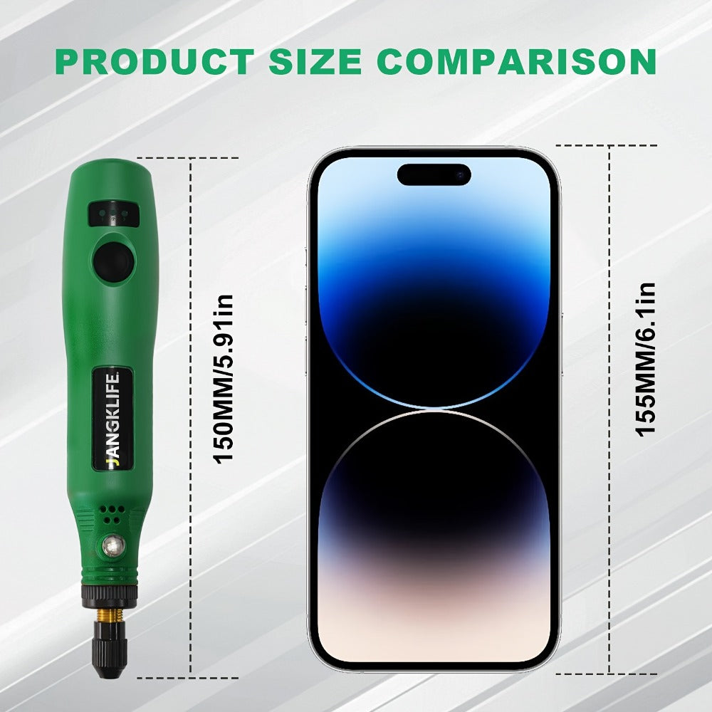 Mini Cordless Rotary Tool Kit - USB Rechargeable Li-Ion Battery, 3-Speed 5000-15000RPM for Entryways, Bedrooms and Living Spaces