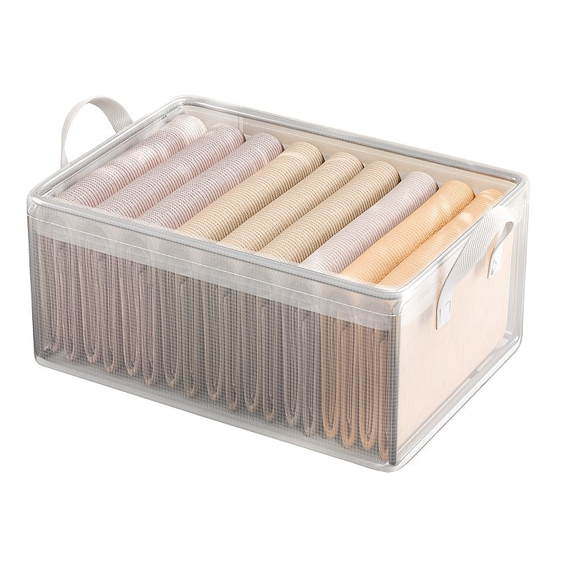 26L Foldable Storage Box Set with Steel Frame, Clear Panels and One- or Four-Piece Options