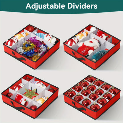 Christmas Ornament Storage Box 128 Slots 8 Trays Stackable Large Capacity Holiday Organizer with Lid Side Open Adjustable Dividers Removable