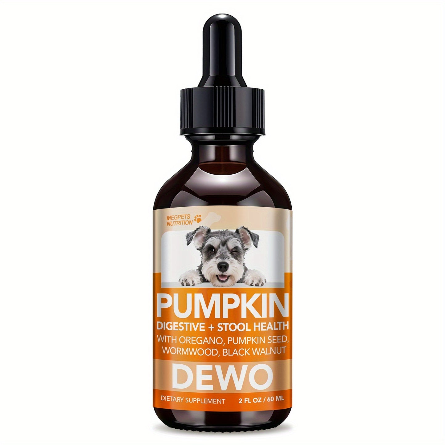 Pet Gut Wellness Drops with Black Walnut & Pumpkin Seed – Digestive Supplement for Dogs & Cats, Flora Balance