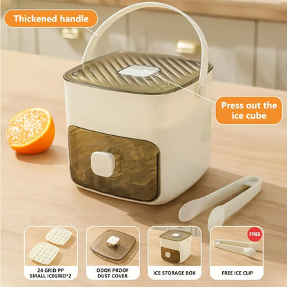 Ice Cube Tray with Lid 48 Compartment Stackable Double Layer Food Grade Plastic Ice Mold for Home Cooking, Dining and Outdoor Meals