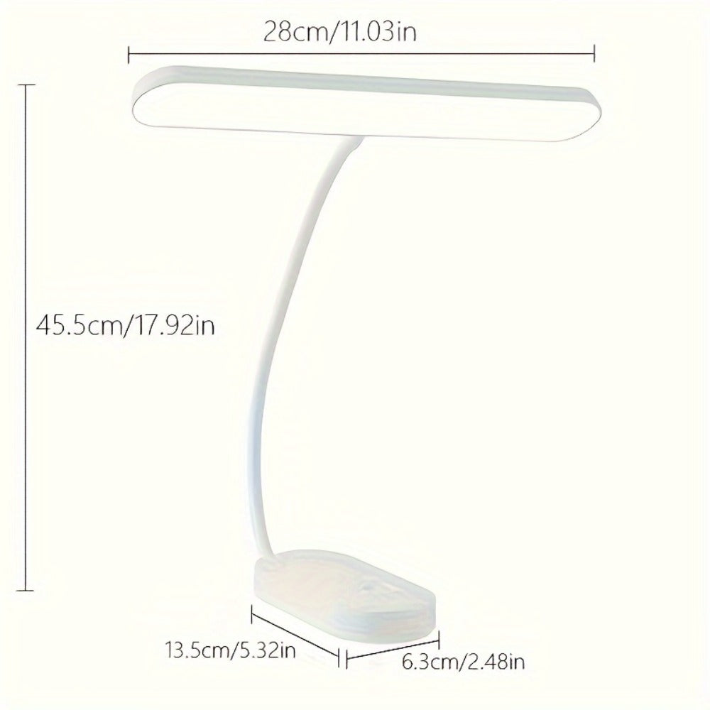 Gooseneck LED Desk Lamp with 28cm Light Bar, 45.5cm Height and Dry-Battery or USB Power Options