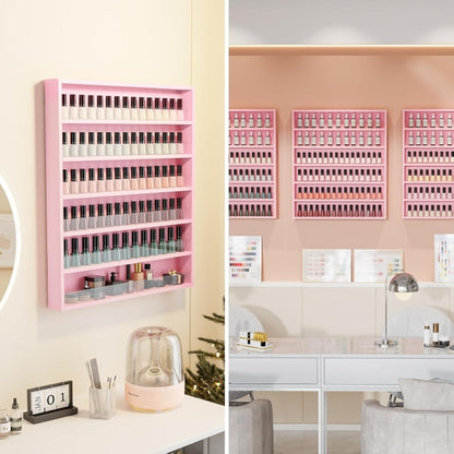 Wall Mount Nail Polish Rack Organizer 6 or 10 Tier with Acrylic Baffle Salon Display Shelf for Gel Polish