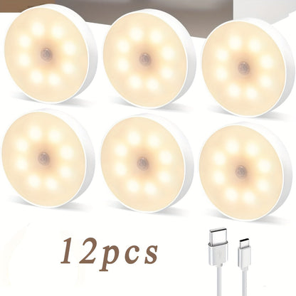 Wireless Motion Sensor Night Light USB Rechargeable - Dimmable Wall Lamp Dual Mode PIR for Home Cooking, Dining and Outdoor Meals