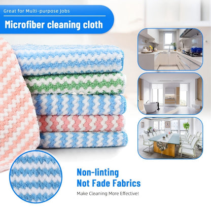 Microfiber Cleaning Cloths 18 Pack Ultra-Fine Fiber Reusable Dishwashing Cloths Knit Texture Multi-Color Assorted for Home Kitchen Dish