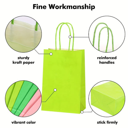 Paper Gift Bags with Handles Bulk 20/40/100pcs, Rainbow Colorful Kraft Party Favor Bags for Kids Birthday