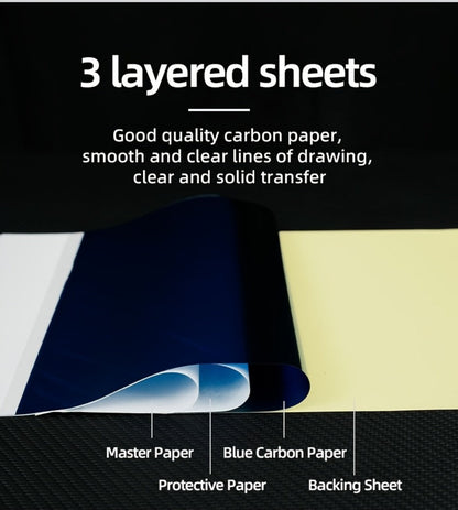 Tattoo Transfer Paper 100 Sheets 4-Layer Thermal Stencil, Sharp Precise Design Transfer, Hand Drawing &