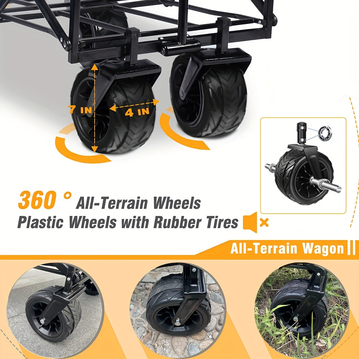 Folding Wagon Cart for Garden, Patio and Yard Use, with the Listed Configuration, for Everyday Use and Organized Storage