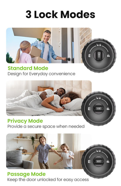 GHome KD03 PRO Smart Door Knob 4-in-1 with USB-C Charging & Gateway Remote – Fingerprint, Keypad & App, Anti-Peep, Tamper Alarm