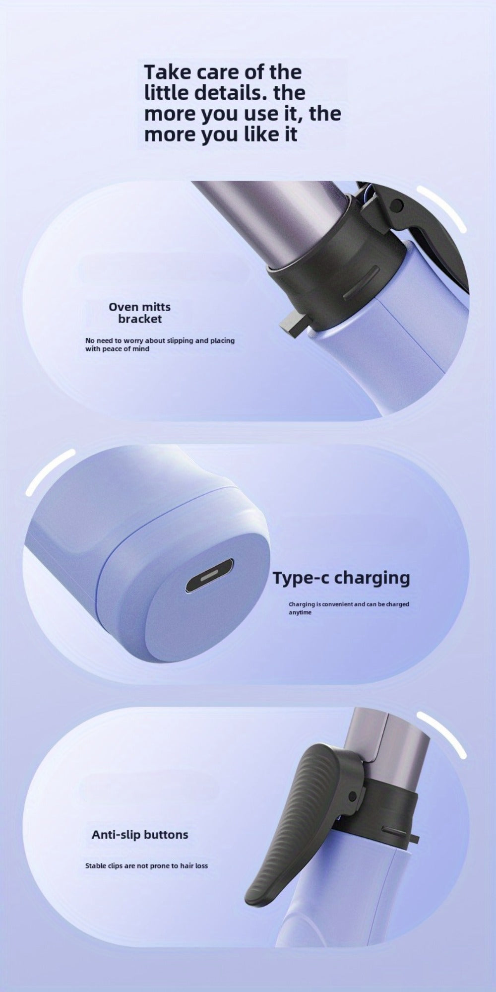 Cordless Mini Curling Iron Wireless Rechargeable Portable Hair Curler, Ceramic Barrel for Airy Bangs