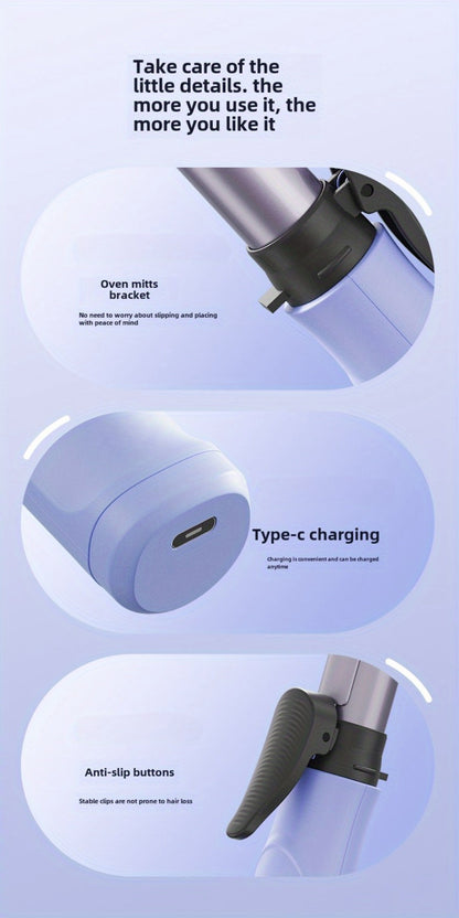 Cordless Mini Curling Iron Wireless Rechargeable Portable Hair Curler, Ceramic Barrel for Airy Bangs