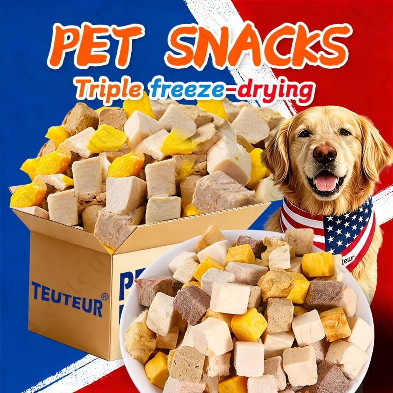 Freeze-Dried Dog Treats 150g Triple Combo – Beef Liver, Chicken & Egg Yolk Grain-Free High Protein Crunchy Bites for Small Dogs, Puppies