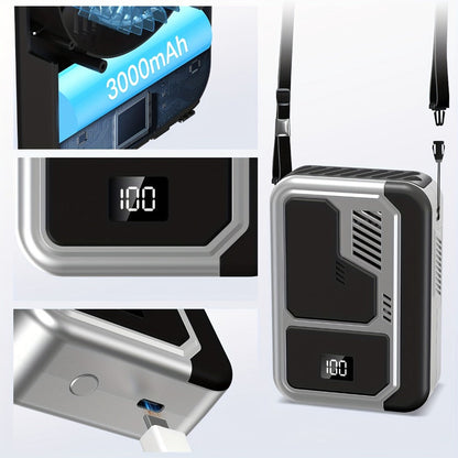 Neck Fan Portable Wearable, 3000mAh Battery Hands-Free Personal Fan 3 Wind Speeds Digital Display