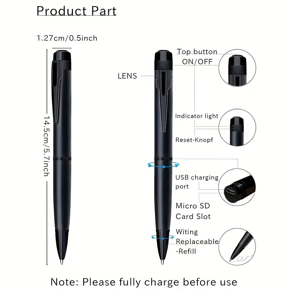 1080P Spy Pen Camera with 64GB Memory Card Included Portable Hidden Camera Night Vision AI Motion for an Everyday Personal Care Routine