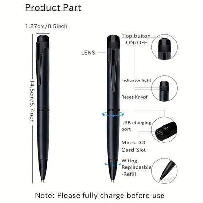 1080P Spy Pen Camera with 64GB Memory Card Included Portable Hidden Camera Night Vision AI Motion for an Everyday Personal Care Routine
