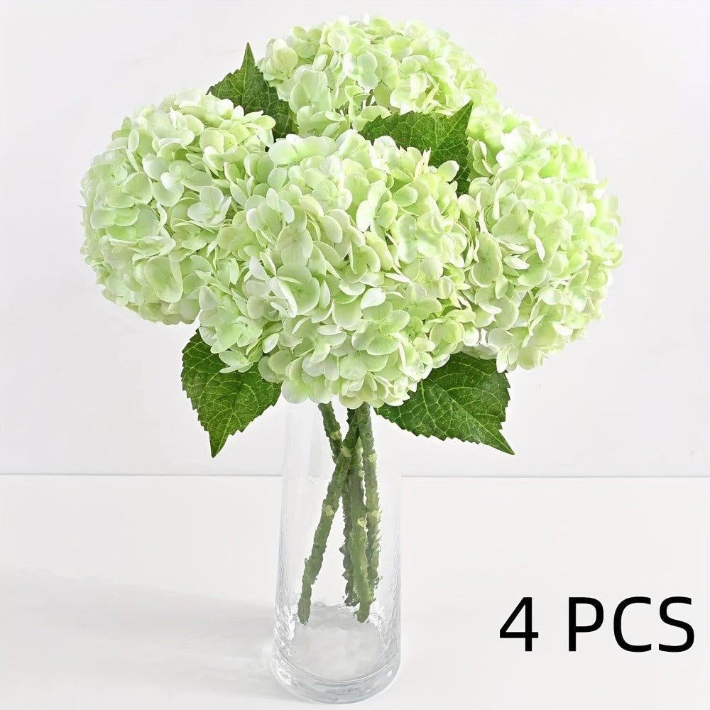 Artificial Flowers 21-Inch Full-Latex Hydrangea Stems in 4 or 8-Piece Sets with Flexible Wire