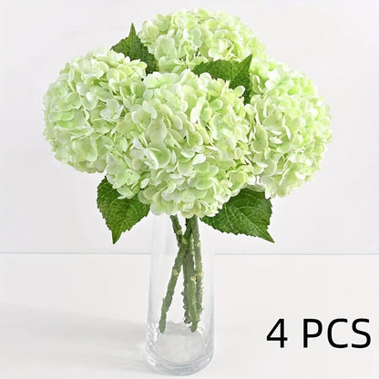 Artificial Flowers 21-Inch Full-Latex Hydrangea Stems in 4 or 8-Piece Sets with Flexible Wire
