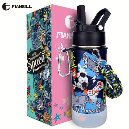Insulated Water Bottle 16oz – Stainless Steel Vacuum Tumbler with Fun Printed Designs – Leak-Proof Kids & Teen Water Bottle