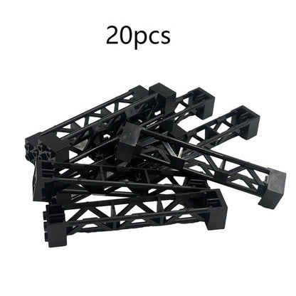 2x2x10 Pillar Support Bricks 20pcs Black – LEGO-Compatible Column Rod Blocks for MOC City Train Girder Military Architecture Builds