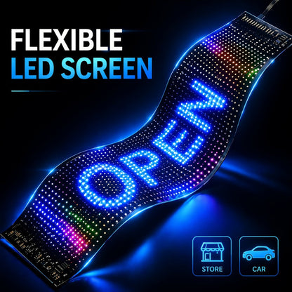 Programmable LED Sign, Flexible Matrix Display with App Control, Custom Text & Animations, Music Sync