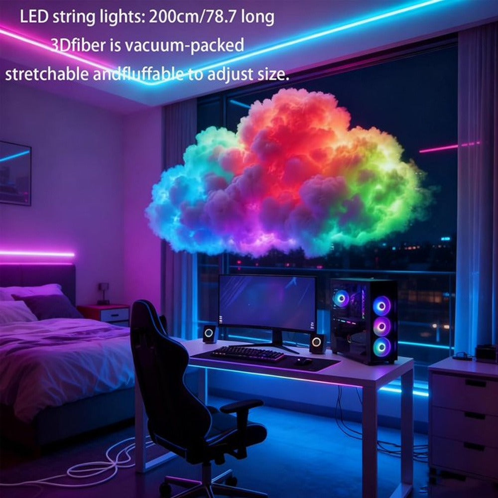 3D Thunder Cloud Lamp RGB Music Sync LED Light USB Powered Sound Sensitive IC Mood Lighting for Entryways, Bedrooms and Living Spaces