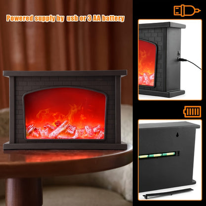 Simulated Charcoal Flame Fireplace Light, Battery & USB Powered Vintage Indoor Mood Light for Christmas Halloween Patio Decoration