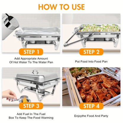 Chafing Dishes Buffet Set 9QT Stainless Steel Food Warmer Trays for Parties Hotel Christmas – 1/2/4/6/8 Pack
