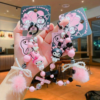 Kawaii Beaded Phone Chain Keychain Sanrio Kuromi My Melody Anime Backpack with the Listed Color, Size or Set Options for Everyday Carry