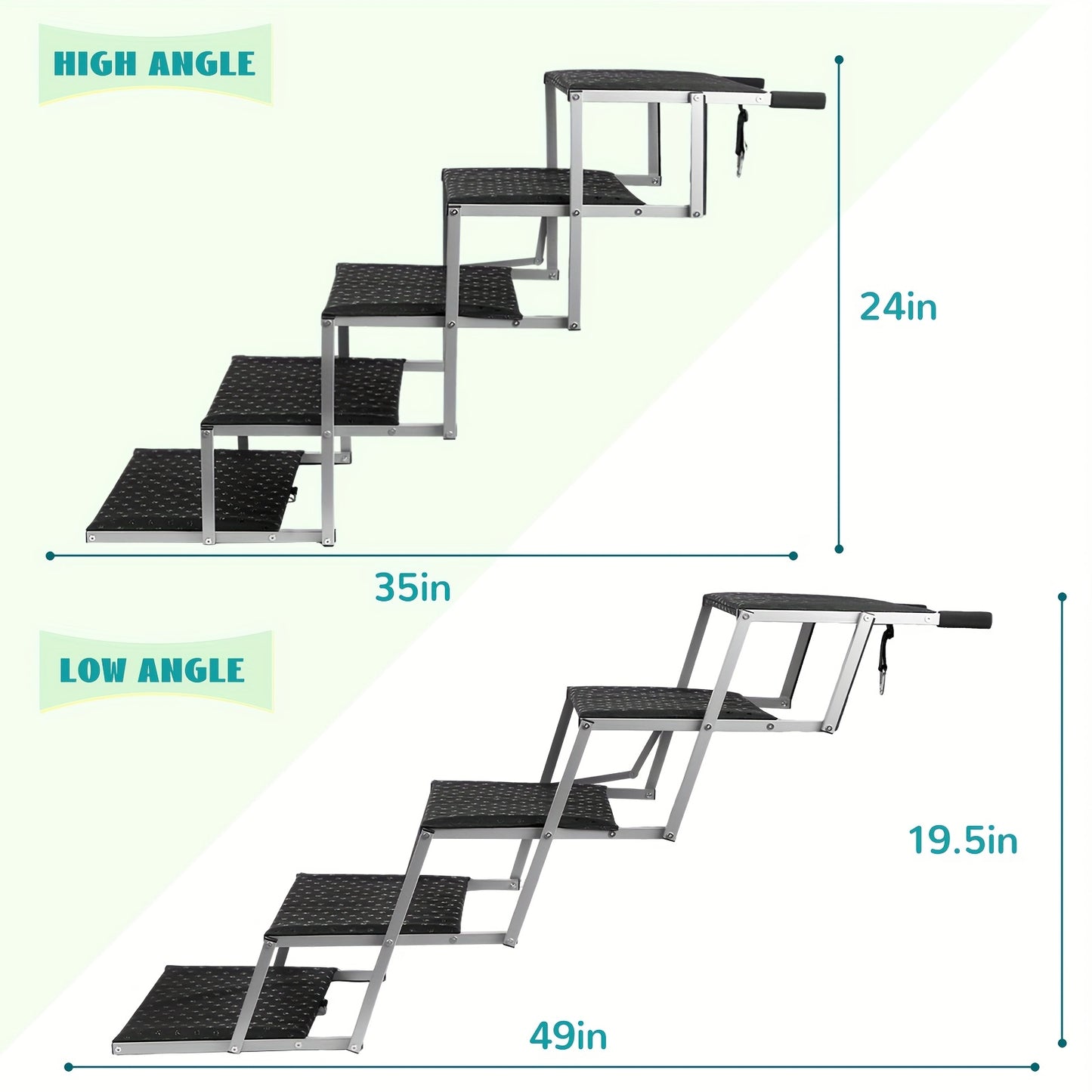 Dog Ramp for Cars Portable Folding Pet Stairs for SUV Trucks & Large Dogs – Non-Slip Surface Reinforced Steps Supports Up to 200 lb