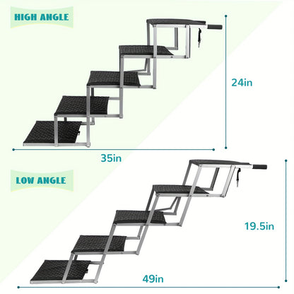 Dog Ramp for Cars Portable Folding Pet Stairs for SUV Trucks & Large Dogs – Non-Slip Surface Reinforced Steps Supports Up to 200 lb