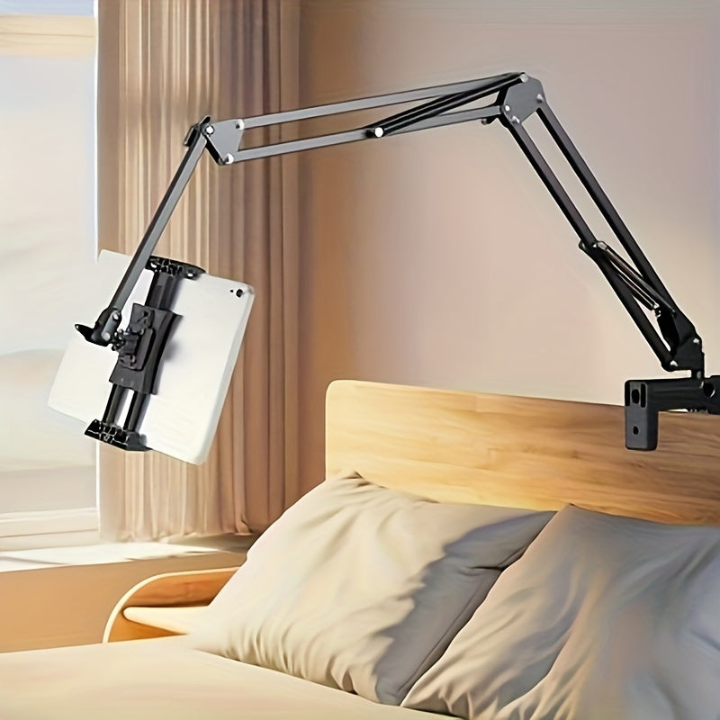 Long Arm Tablet & Phone Stand, Flexible Mechanical Cantilever Desk Mount with Adjustable Gooseneck