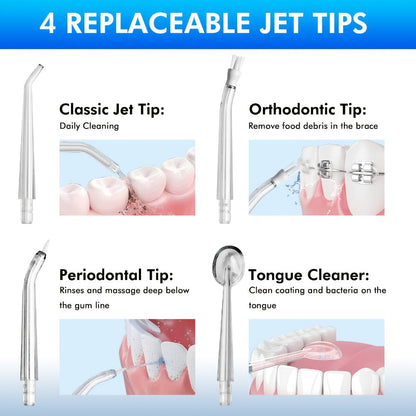 Adjustable Pressure Water Flosser with Interchangeable Nozzles – USB Rechargeable Smart Electric Oral Irrigator for Deep Teeth & Gum