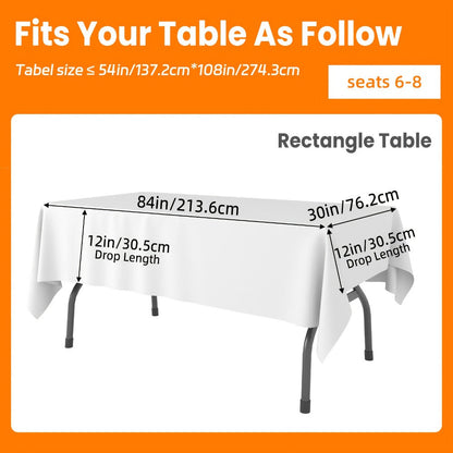 Disposable Plastic Tablecloths 18/36 Pack 54x108 Inch – Leakproof Sturdy White Table Cover for Party Picnic Wedding Birthday Banquet Outdoor