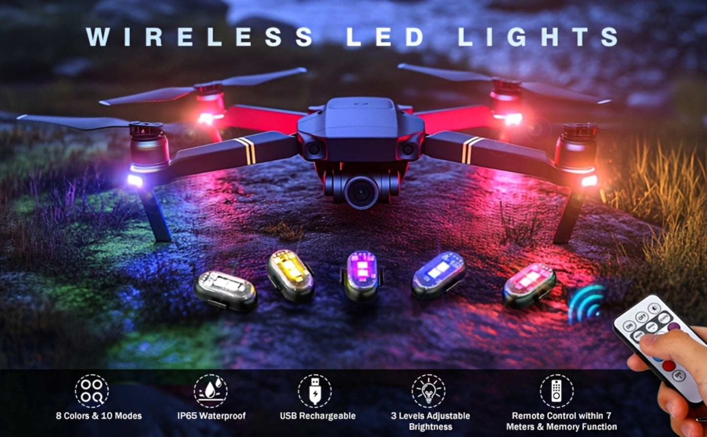 Wireless LED Strobe Warning Lights 6-Pack 8 Colors USB Charging IP65 Waterproof Anti-Collision Safety Light for Car Interior Truck