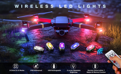 Wireless LED Strobe Warning Lights 6-Pack 8 Colors USB Charging IP65 Waterproof Anti-Collision Safety Light for Car Interior Truck