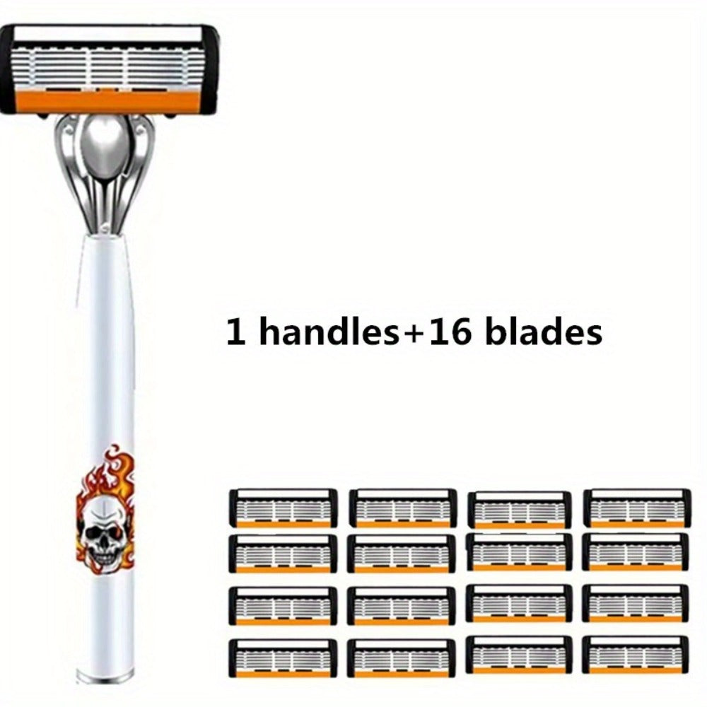 Men's Safety Razor with Replacement Blades - Anti-Slip Stainless Steel Handle Shaver for Beard & Sideburns