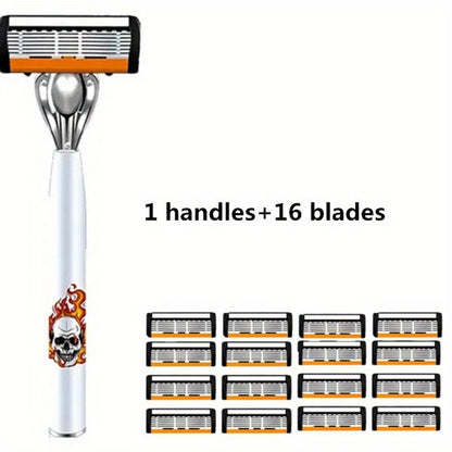 Men's Safety Razor with Replacement Blades - Anti-Slip Stainless Steel Handle Shaver for Beard & Sideburns