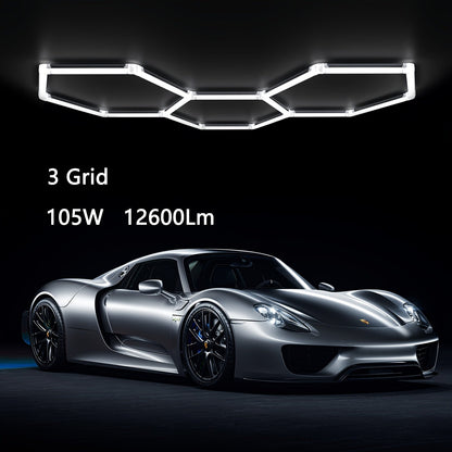LED Hexagonal Garage Light 6500K, Super Bright Daylight White Shop Light 42W, 620W for Auto Detailing