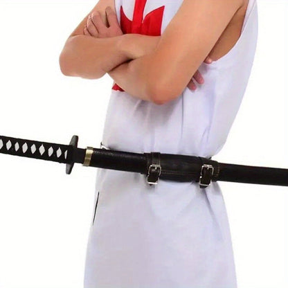 Sword Belt Holster with Dual Buckle Loops in Black or White for Katana-Style Costume Props