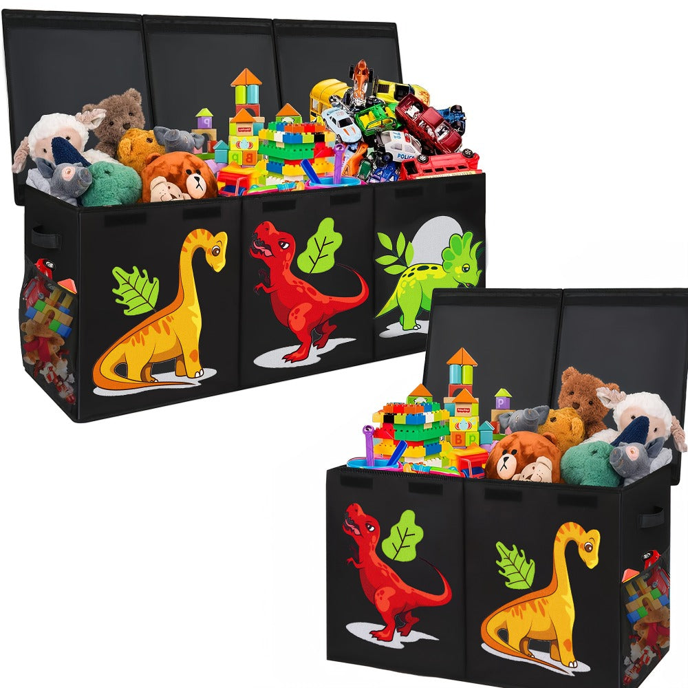 Kids Collapsible Storage Box with Lid Large Toy Chest Bin Organizer Durable Cardboard Flip for Entryways, Bedrooms and Living Spaces
