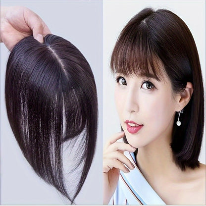 Hair Topper with Bangs for Women Thinning Hair Crown Coverage 10 Inch Lightweight Clip In Top Wig Volume Boost Black Dark Brown Light Brown