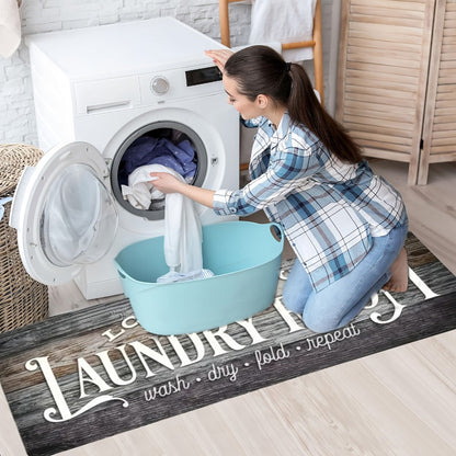 Farmhouse Laundry Room Runner Rug – Retro Kitchen & Bathroom Mat, Anti-Slip Floor Runner for Laundry Room