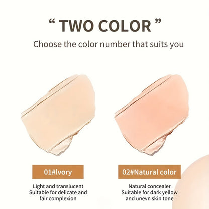 BB CC Cream 2 Pack with Mushroom Air Cushion Puff, Full Coverage Lightweight Makeup Base, Moisture-Retaining Dewy Finish Foundation