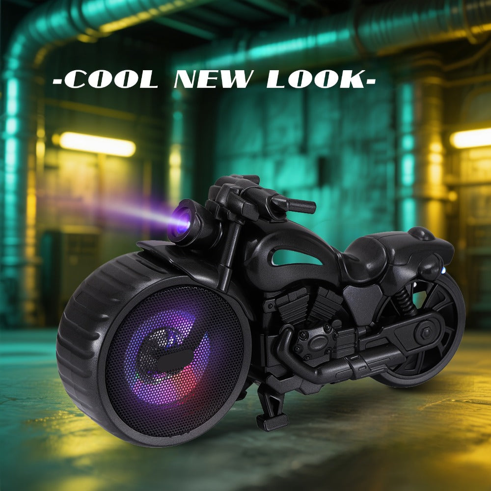 Bluetooth Speaker MOTO BEAT Motorcycle-Shaped RGB Model with FM Radio, USB, TF, AUX and Rechargeable Battery